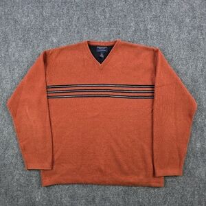 American Eagle Vintage 90s V-Neck Striped Sweater XL Orange